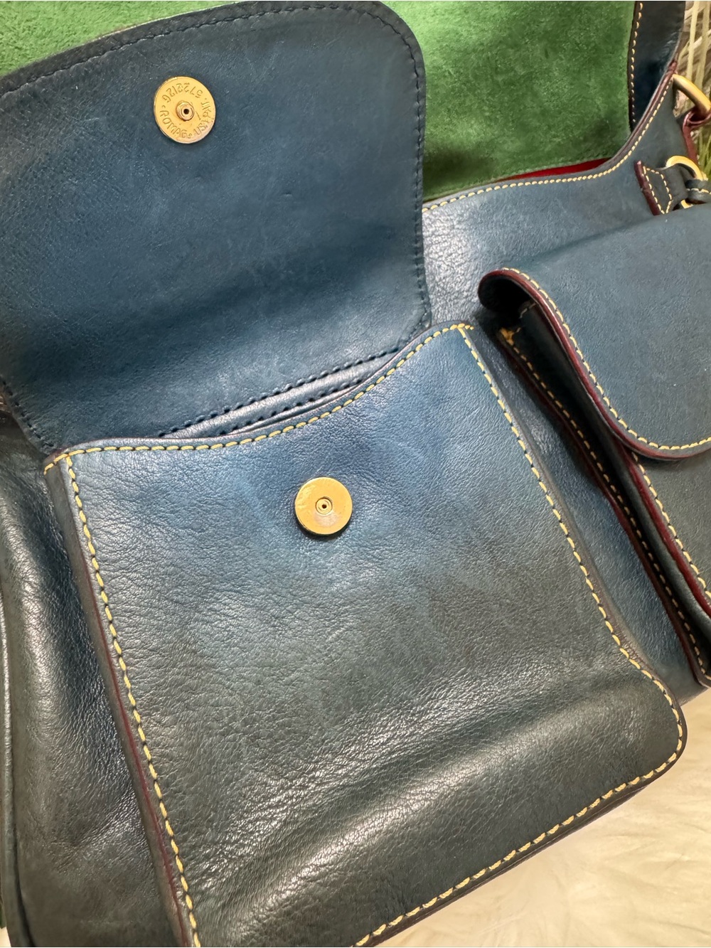 Dooney & Bourke Blue Leather Satchel Messenger Shoulder Bag - Picture 8 of 14